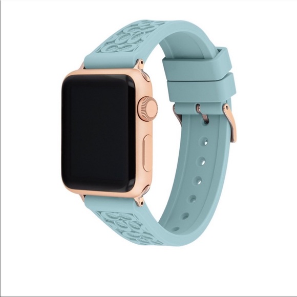 🦄RARE Rose Gold Hardware/ COACH Signature C Rubber Apple Watch® Band ~38\40mm - Picture 11 of 13
